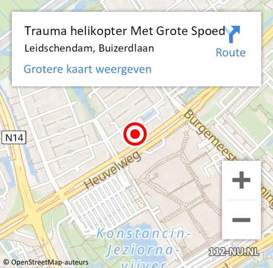 Locatie op kaart van de 112 melding: Trauma helikopter Met Grote Spoed Naar Leidschendam, Buizerdlaan op 14 april 2022 16:09