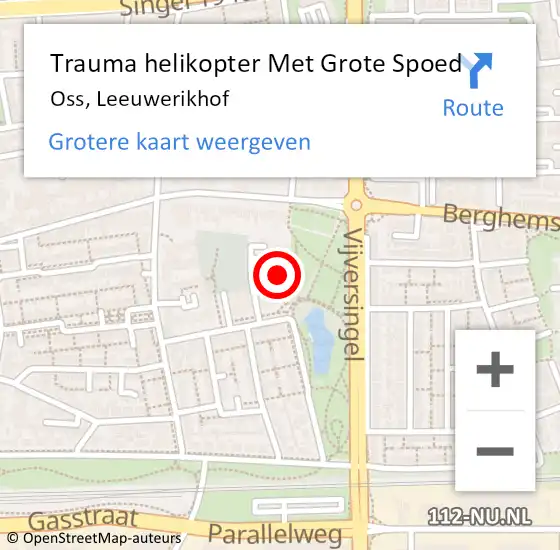 Locatie op kaart van de 112 melding: Trauma helikopter Met Grote Spoed Naar Oss, Leeuwerikhof op 14 april 2022 16:10