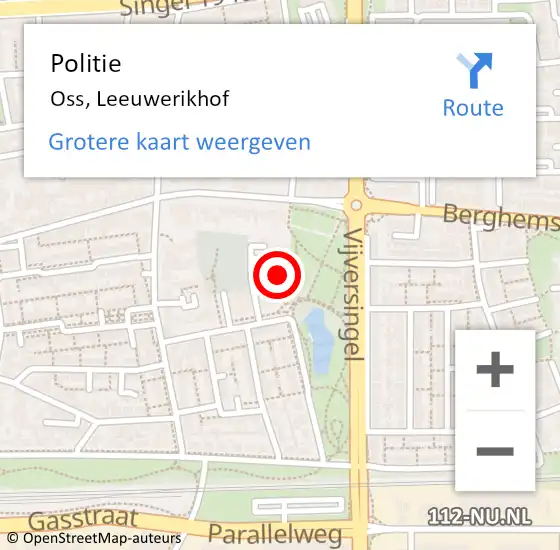 Locatie op kaart van de 112 melding: Politie Oss, Leeuwerikhof op 14 april 2022 16:18