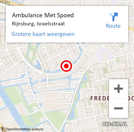 Locatie op kaart van de 112 melding: Ambulance Met Spoed Naar Rijnsburg, Israelsstraat op 14 april 2022 16:28