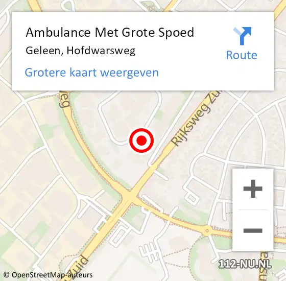 Locatie op kaart van de 112 melding: Ambulance Met Grote Spoed Naar Geleen, Hofdwarsweg op 14 april 2022 16:30