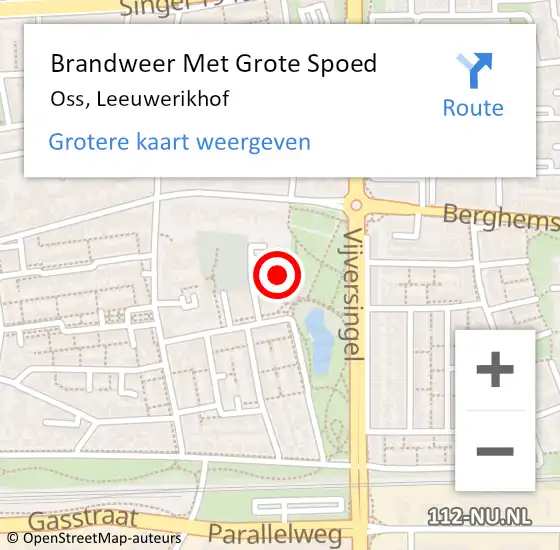 Locatie op kaart van de 112 melding: Brandweer Met Grote Spoed Naar Oss, Leeuwerikhof op 14 april 2022 16:31