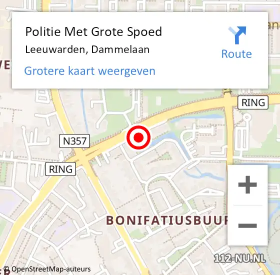 Locatie op kaart van de 112 melding: Politie Met Grote Spoed Naar Leeuwarden, Dammelaan op 14 april 2022 16:43