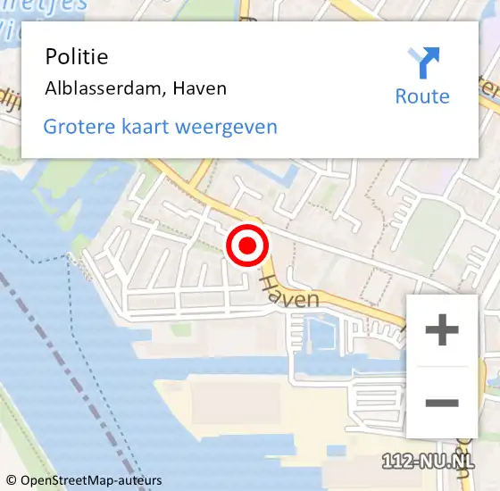 Locatie op kaart van de 112 melding: Politie Alblasserdam, Haven op 14 april 2022 16:49