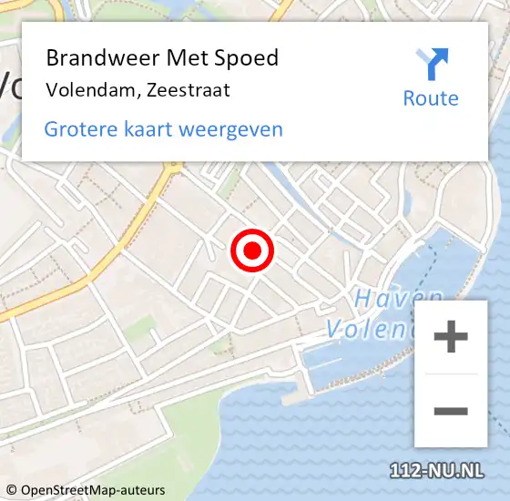 Locatie op kaart van de 112 melding: Brandweer Met Spoed Naar Volendam, Zeestraat op 14 april 2022 16:51