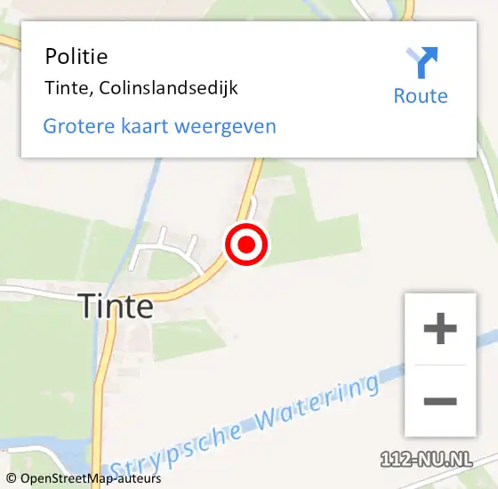 Locatie op kaart van de 112 melding: Politie Tinte, Colinslandsedijk op 14 april 2022 16:51