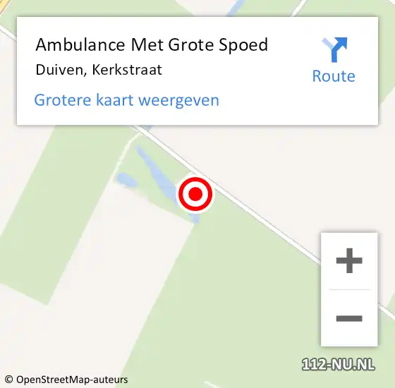 Locatie op kaart van de 112 melding: Ambulance Met Grote Spoed Naar Duiven, Kerkstraat op 14 april 2022 17:24