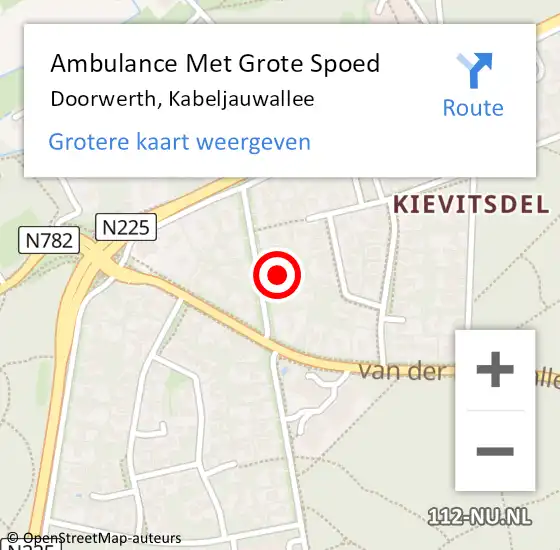 Locatie op kaart van de 112 melding: Ambulance Met Grote Spoed Naar Doorwerth, Kabeljauwallee op 14 april 2022 17:38