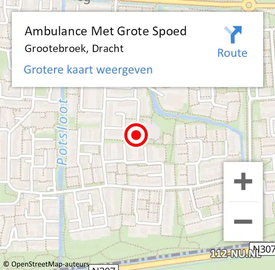 Locatie op kaart van de 112 melding: Ambulance Met Grote Spoed Naar Grootebroek, Dracht op 14 april 2022 17:42