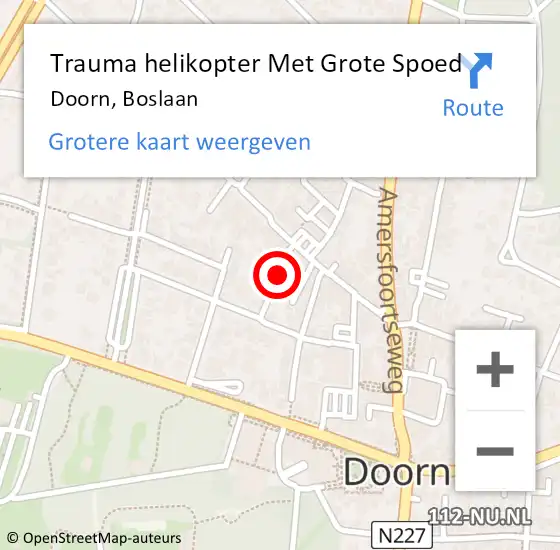 Locatie op kaart van de 112 melding: Trauma helikopter Met Grote Spoed Naar Doorn, Boslaan op 14 april 2022 17:44