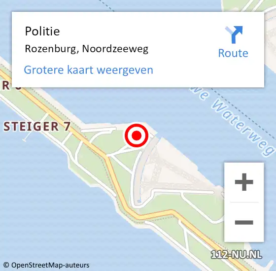 Locatie op kaart van de 112 melding: Politie Rozenburg, Noordzeeweg op 14 april 2022 17:57