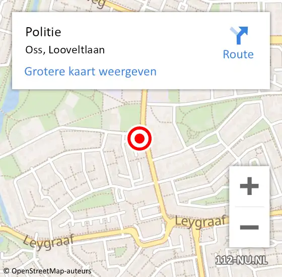 Locatie op kaart van de 112 melding: Politie Oss, Looveltlaan op 14 april 2022 18:03