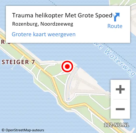 Locatie op kaart van de 112 melding: Trauma helikopter Met Grote Spoed Naar Rozenburg, Noordzeeweg op 14 april 2022 18:04