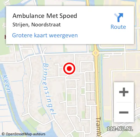 Locatie op kaart van de 112 melding: Ambulance Met Spoed Naar Strijen, Noordstraat op 14 april 2022 18:06