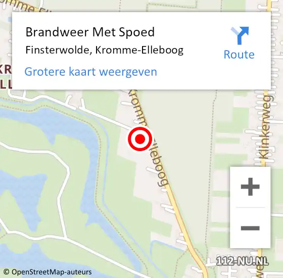 Locatie op kaart van de 112 melding: Brandweer Met Spoed Naar Finsterwolde, Kromme-Elleboog op 14 juli 2014 13:15