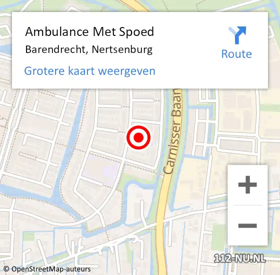 Locatie op kaart van de 112 melding: Ambulance Met Spoed Naar Barendrecht, Nertsenburg op 14 april 2022 18:14