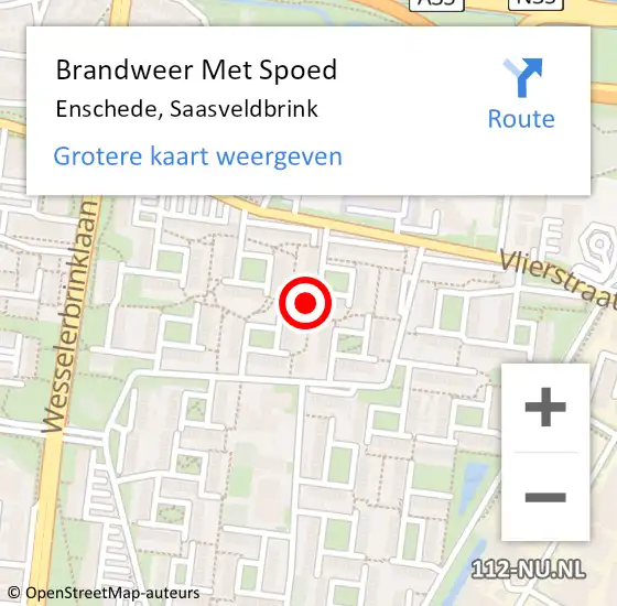 Locatie op kaart van de 112 melding: Brandweer Met Spoed Naar Enschede, Saasveldbrink op 14 april 2022 18:47