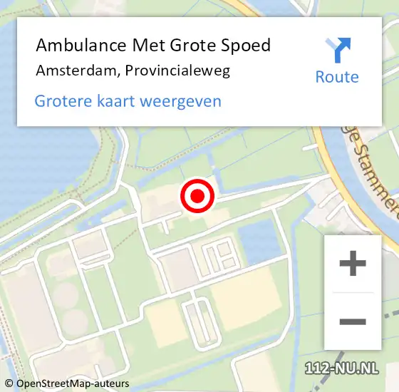 Locatie op kaart van de 112 melding: Ambulance Met Grote Spoed Naar Amsterdam-Zuidoost, Provincialeweg op 14 april 2022 18:59