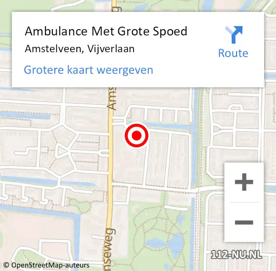 Locatie op kaart van de 112 melding: Ambulance Met Grote Spoed Naar Amstelveen, Vijverlaan op 14 april 2022 18:59