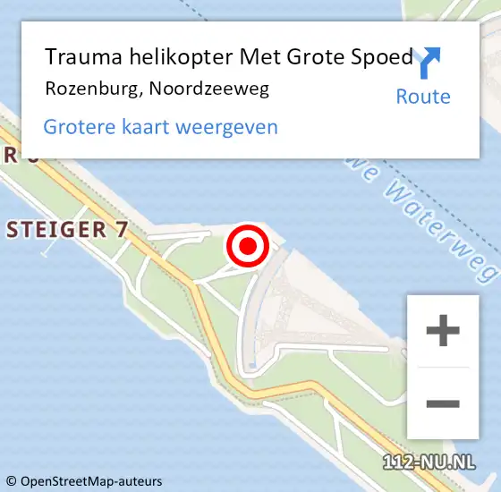 Locatie op kaart van de 112 melding: Trauma helikopter Met Grote Spoed Naar Rozenburg, Noordzeeweg op 14 april 2022 19:03