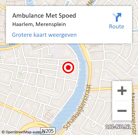 Locatie op kaart van de 112 melding: Ambulance Met Spoed Naar Haarlem, Merensplein op 14 april 2022 19:12