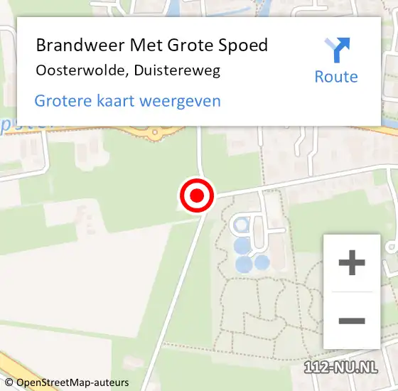 Locatie op kaart van de 112 melding: Brandweer Met Grote Spoed Naar Oosterwolde, Duistereweg op 14 april 2022 19:22