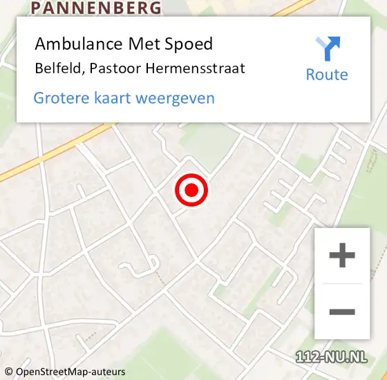 Locatie op kaart van de 112 melding: Ambulance Met Spoed Naar Belfeld, Pastoor Hermensstraat op 14 juli 2014 13:23