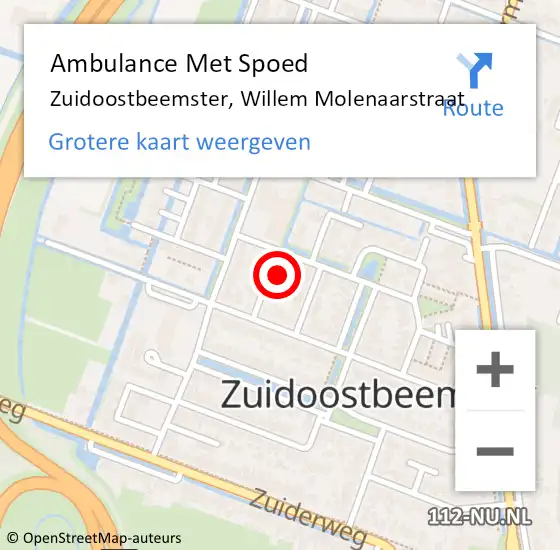 Locatie op kaart van de 112 melding: Ambulance Met Spoed Naar Zuidoostbeemster, Willem Molenaarstraat op 14 april 2022 19:28