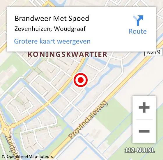 Locatie op kaart van de 112 melding: Brandweer Met Spoed Naar Zevenhuizen, Woudgraaf op 14 april 2022 19:43