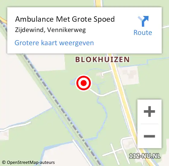 Locatie op kaart van de 112 melding: Ambulance Met Grote Spoed Naar Zijdewind, Vennikerweg op 14 april 2022 19:52