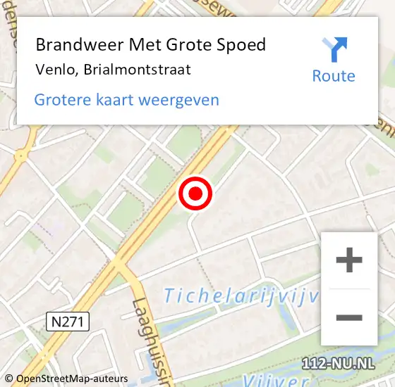 Locatie op kaart van de 112 melding: Brandweer Met Grote Spoed Naar Venlo, Brialmontstraat op 14 april 2022 19:53