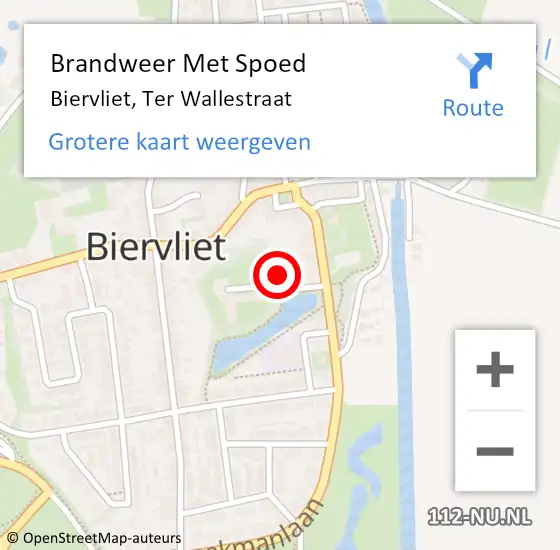 Locatie op kaart van de 112 melding: Brandweer Met Spoed Naar Biervliet, Ter Wallestraat op 14 april 2022 19:56