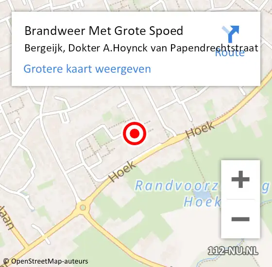 Locatie op kaart van de 112 melding: Brandweer Met Grote Spoed Naar Bergeijk, Dokter A.Hoynck van Papendrechtstraat op 14 april 2022 19:58