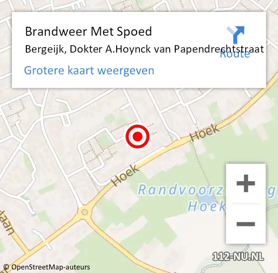 Locatie op kaart van de 112 melding: Brandweer Met Spoed Naar Bergeijk, Dokter A.Hoynck van Papendrechtstraat op 14 april 2022 20:00