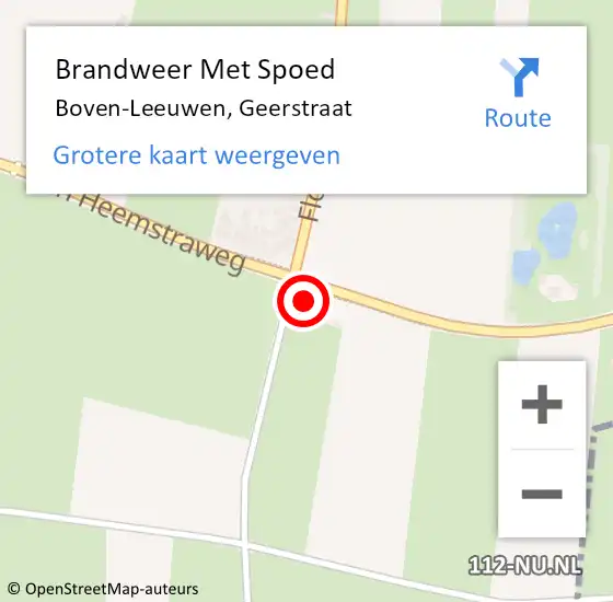 Locatie op kaart van de 112 melding: Brandweer Met Spoed Naar Boven-Leeuwen, Geerstraat op 14 april 2022 20:25