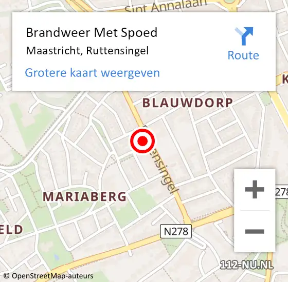 Locatie op kaart van de 112 melding: Brandweer Met Spoed Naar Maastricht, Ruttensingel op 14 april 2022 20:26