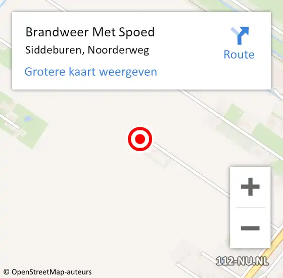 Locatie op kaart van de 112 melding: Brandweer Met Spoed Naar Siddeburen, Noorderweg op 14 april 2022 20:29