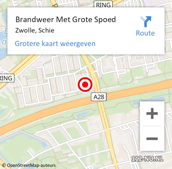 Locatie op kaart van de 112 melding: Brandweer Met Grote Spoed Naar Zwolle, Schie op 14 juli 2014 13:29