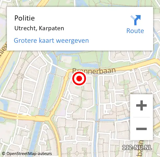 Locatie op kaart van de 112 melding: Politie Utrecht, Karpaten op 14 april 2022 20:43