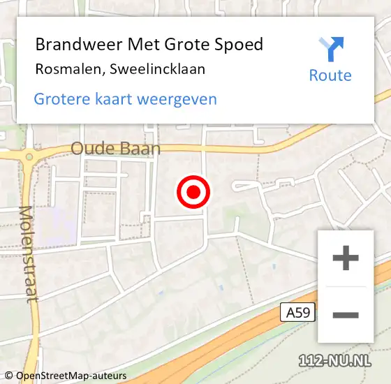 Locatie op kaart van de 112 melding: Brandweer Met Grote Spoed Naar Rosmalen, Sweelincklaan op 14 april 2022 21:12