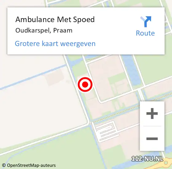 Locatie op kaart van de 112 melding: Ambulance Met Spoed Naar Oudkarspel, Praam op 14 april 2022 21:14