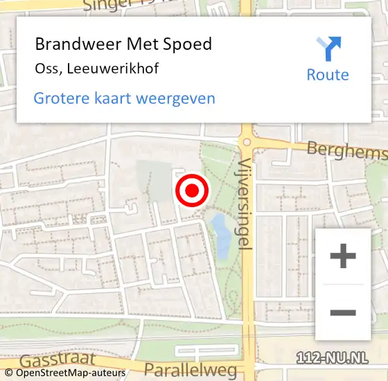 Locatie op kaart van de 112 melding: Brandweer Met Spoed Naar Oss, Leeuwerikhof op 14 april 2022 21:49