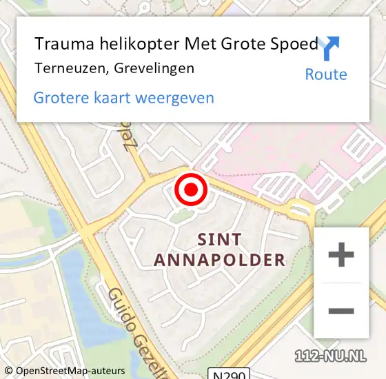 Locatie op kaart van de 112 melding: Trauma helikopter Met Grote Spoed Naar Terneuzen, Grevelingen op 14 april 2022 22:13