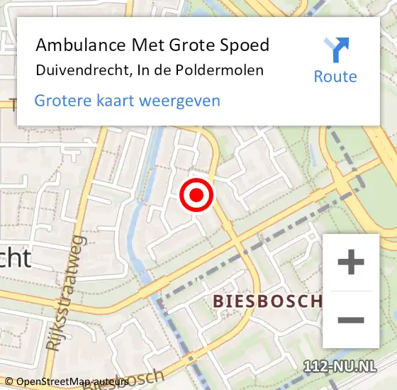 Locatie op kaart van de 112 melding: Ambulance Met Grote Spoed Naar Duivendrecht, In de Poldermolen op 14 april 2022 22:20