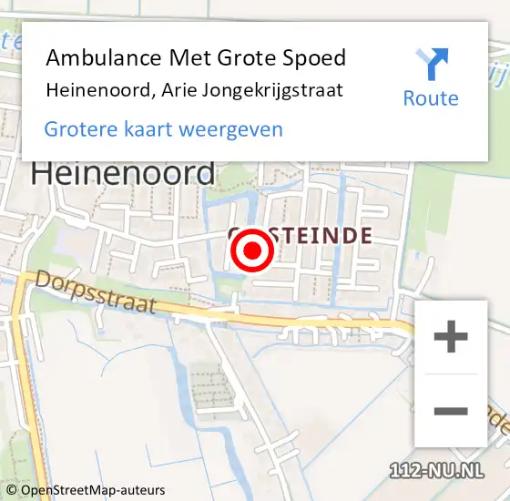 Locatie op kaart van de 112 melding: Ambulance Met Grote Spoed Naar Heinenoord, Arie Jongekrijgstraat op 14 april 2022 22:28