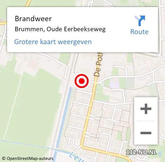 Locatie op kaart van de 112 melding: Brandweer Brummen, Oude Eerbeekseweg op 14 april 2022 22:59