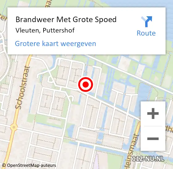 Locatie op kaart van de 112 melding: Brandweer Met Grote Spoed Naar Vleuten, Puttershof op 14 april 2022 23:29