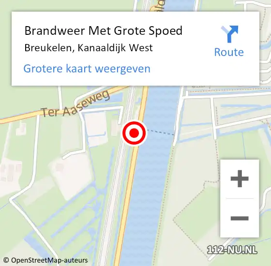 Locatie op kaart van de 112 melding: Brandweer Met Grote Spoed Naar Breukelen, Kanaaldijk West op 14 april 2022 23:46