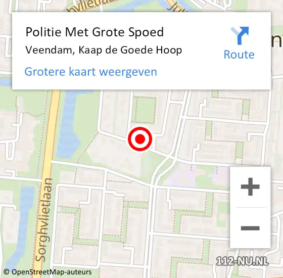 Locatie op kaart van de 112 melding: Politie Met Grote Spoed Naar Veendam, Kaap de Goede Hoop op 15 april 2022 00:02