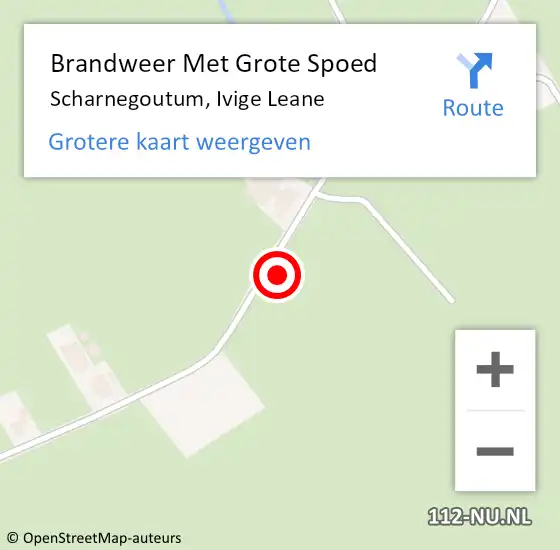 Locatie op kaart van de 112 melding: Brandweer Met Grote Spoed Naar Scharnegoutum, Ivige Leane op 15 april 2022 00:23